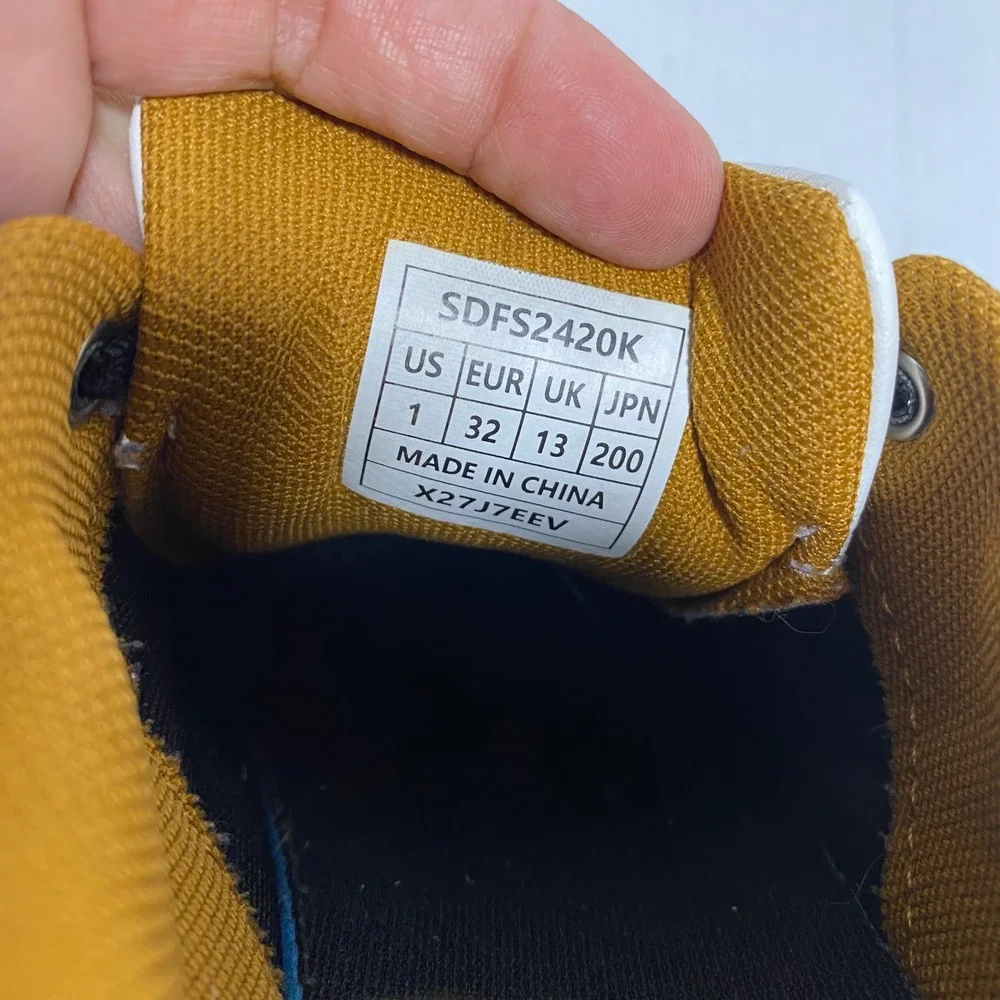 Dream Pairs Kids Sneakers Black White Mustard Yellow Size 1 Hook Loop Streetwear